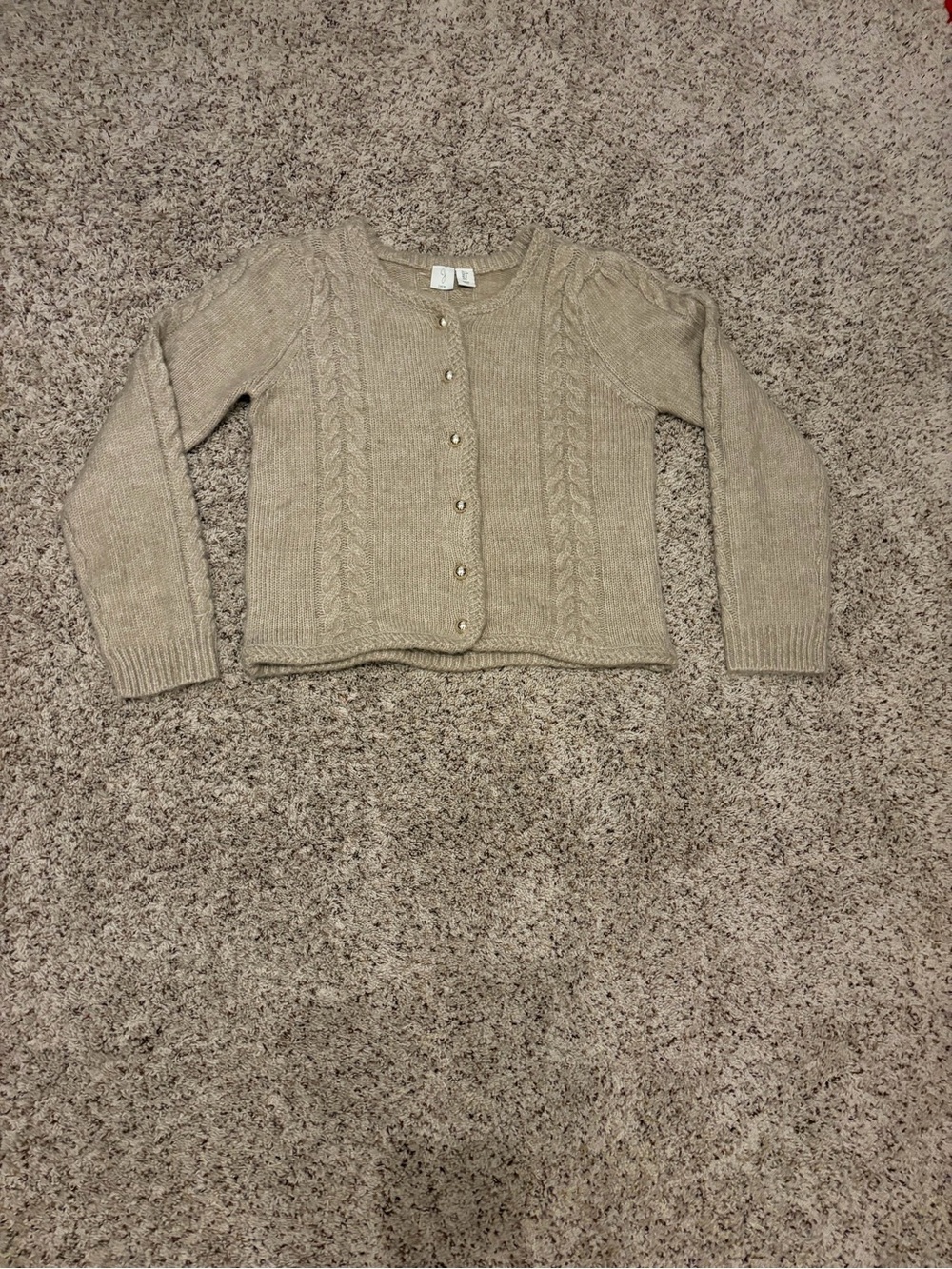 Joie Pearl-Button Cable Knit Cardigan - Beige